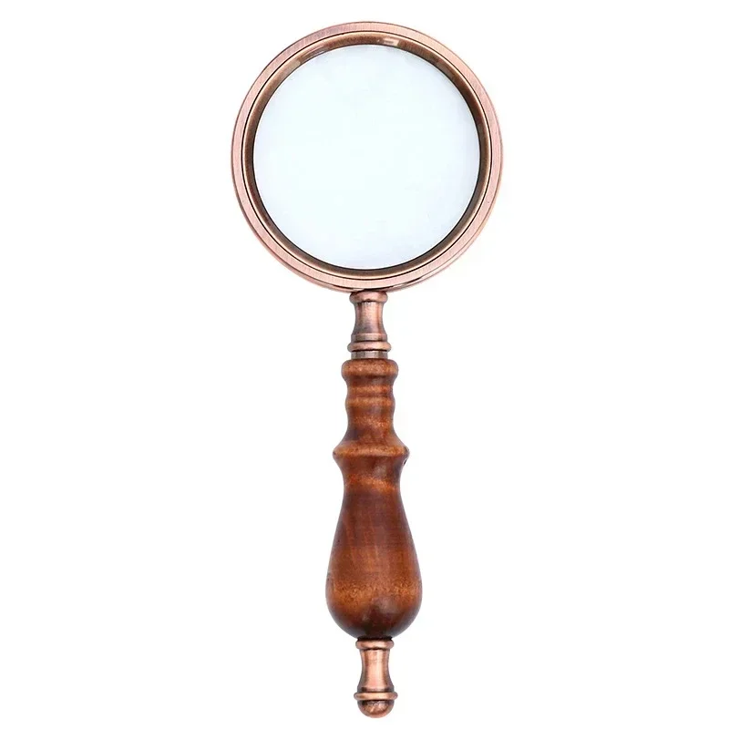 Magnifying Glass 10X Antique Copper Handheld with Wooden Handle  Reading Magnifier for Elderly Macular Degeneration Seniors Gift