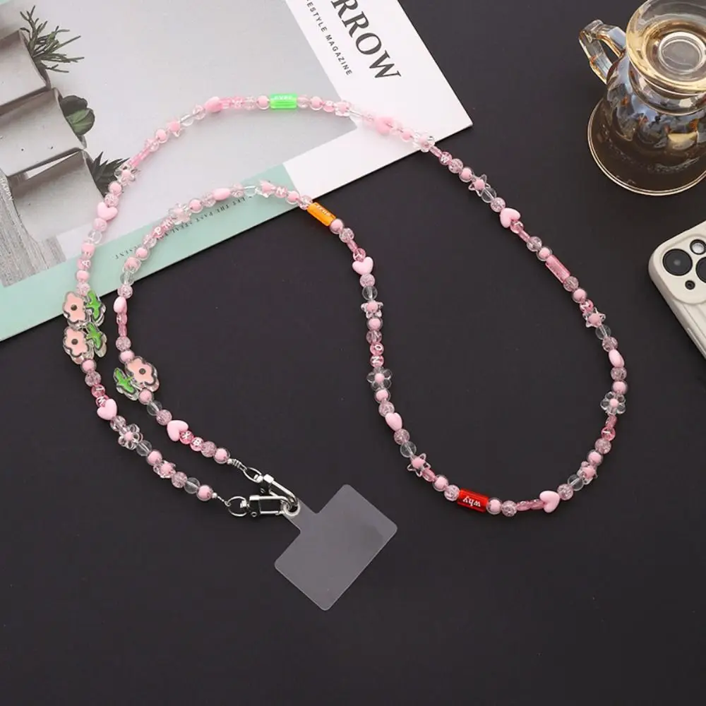 Keychain Bead Phone Lanyard Luxury 120CM Colorful Neck Hanging Cord Anti-lost Rope Phone Accessories