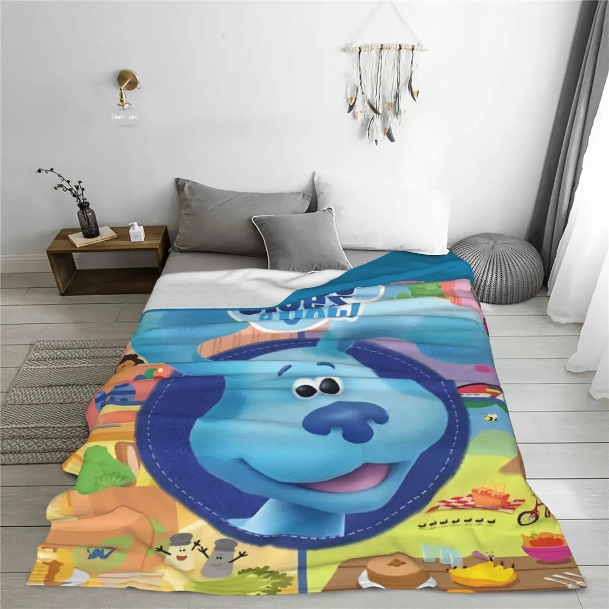 Blue's Clues Blue Dog Cartoon Blankets Fleece Winter Cute Kids Multifunction Super Soft Throw Blanket Bedding Car Bedding Throws