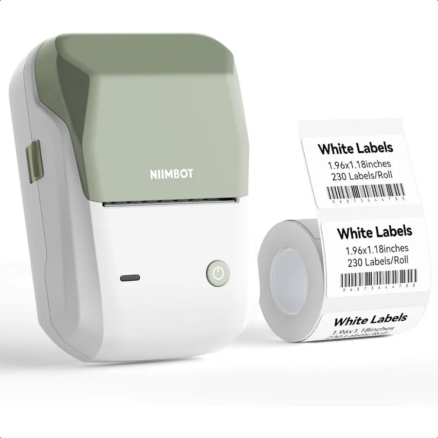 

B1 Label Maker hine с лентой 2-дюймовый портативный принтер для наклеек для дома, школы, маленького бизнеса, совместимого с телефонами, ПК, зеленый, белый