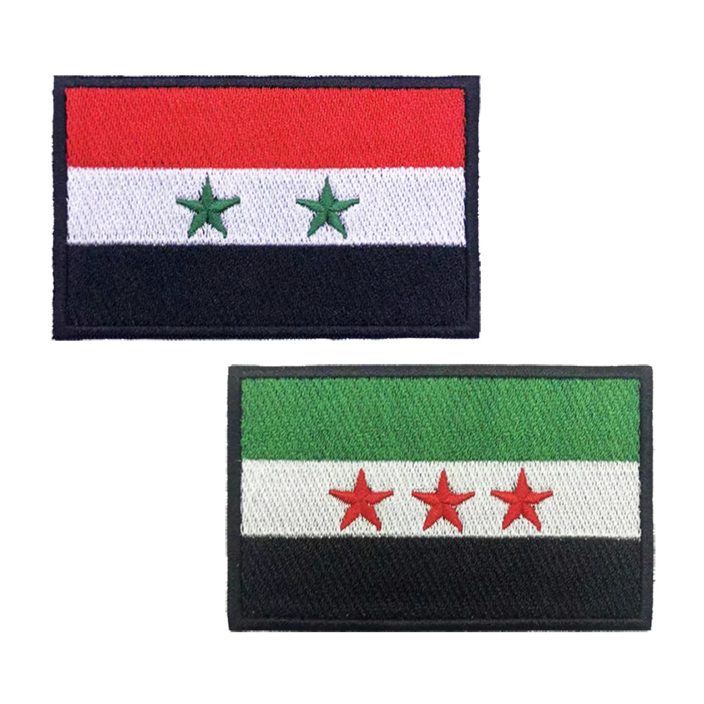 Syrian flag Syria Samsung Patches Armband Embroidered Patch Hook & Loop Iron On Embroidery  Badge Military Stripe