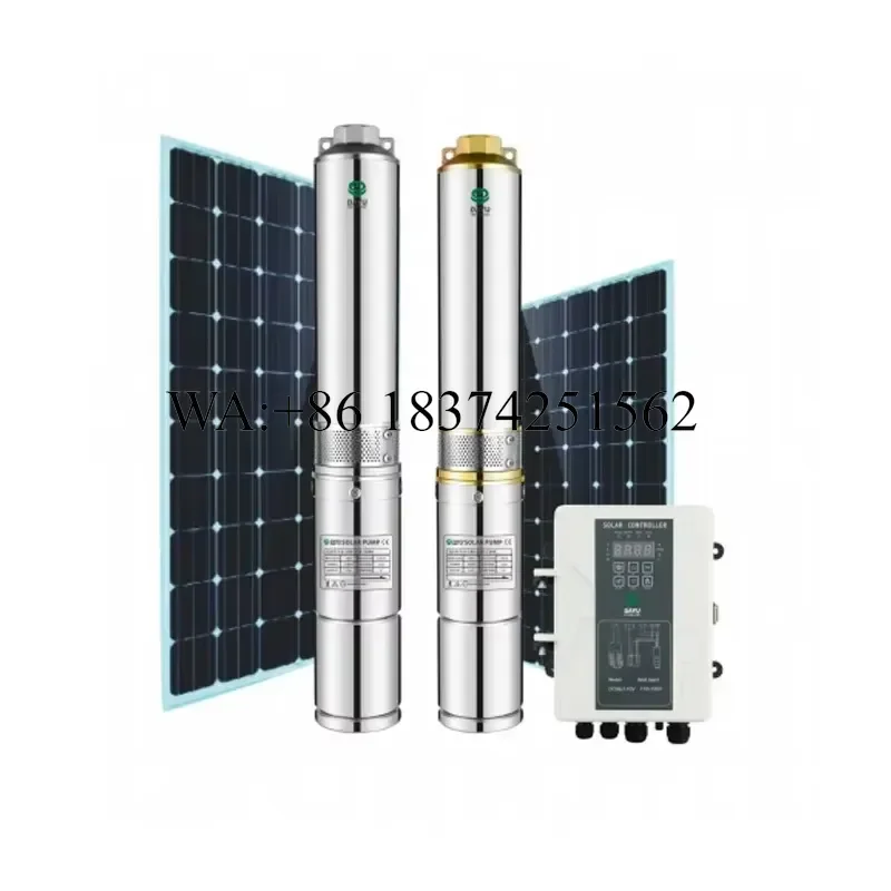 Wmwmnu 0.5HP Solar Submersible Water Pump for Home Irrigation MPPT Plastic Impeller AC DC OEM IP65 Enclosure Max 98 Percent