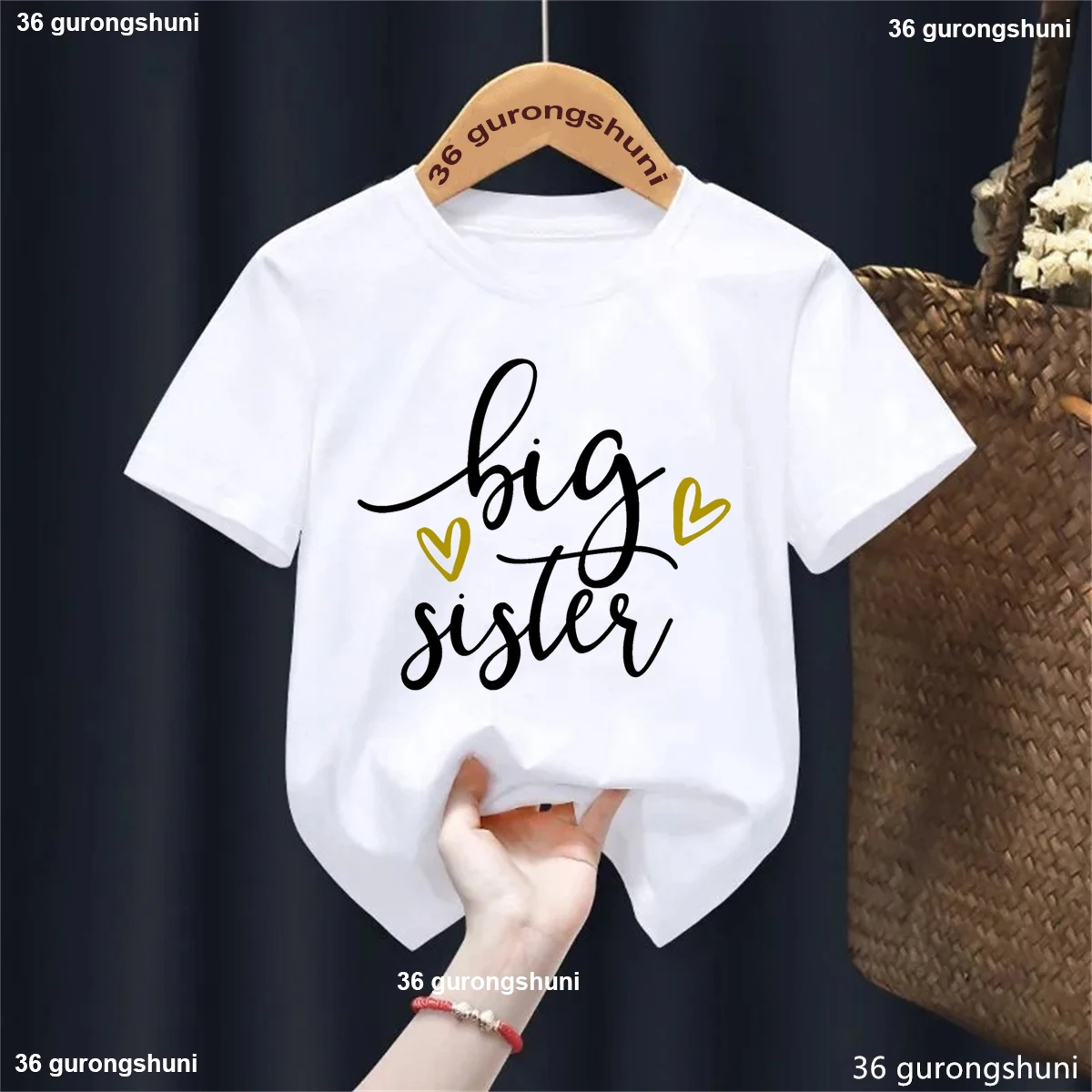 

Big Sister Graphic Printed Tshirt Girls Kawaii Kids Clothes Sister Club Children'S Clothing Harajuku Shirt Solid T Shirt