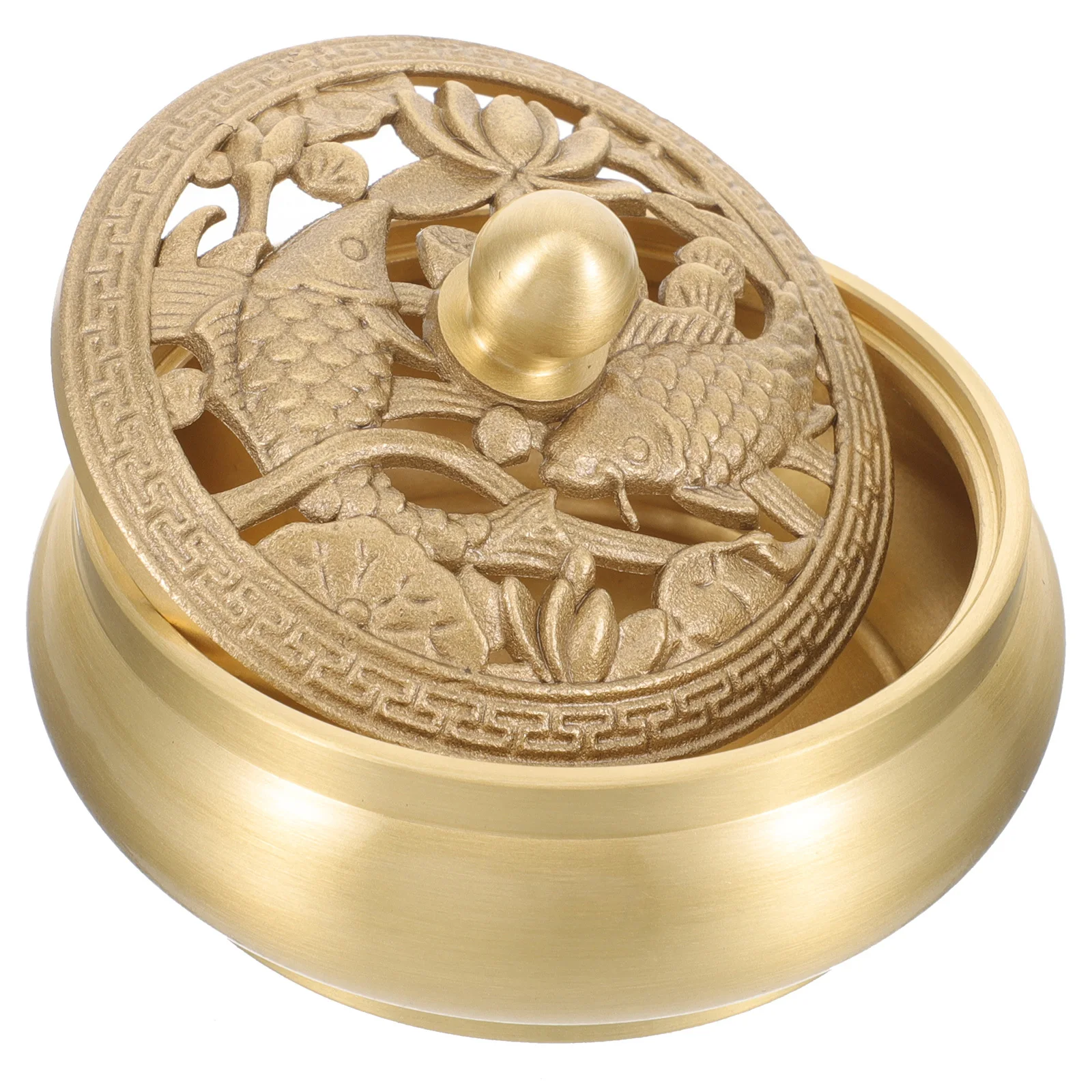 

Copper Koi Incense Burner Exquisite Aroma Furnace For Home Office Desktop Decor Meditation Relaxation Censer Ornament
