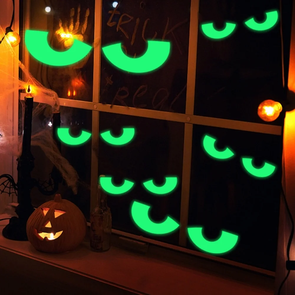 

Glow in The Dark Halloween Eyes Removable Window Clings Luminous Stickers for Windows Walls Stairs Indoor Decoration