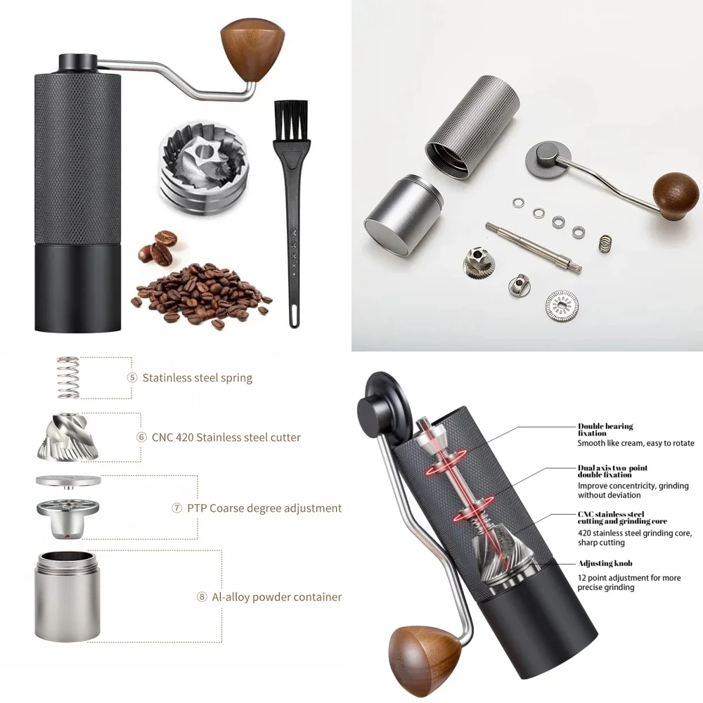 

（2026） Al-Alloy Body 420 Stainless Steel Burr Homeuse Espresso Mini Small Hand Mill Portable Manual Coffee Grinder
