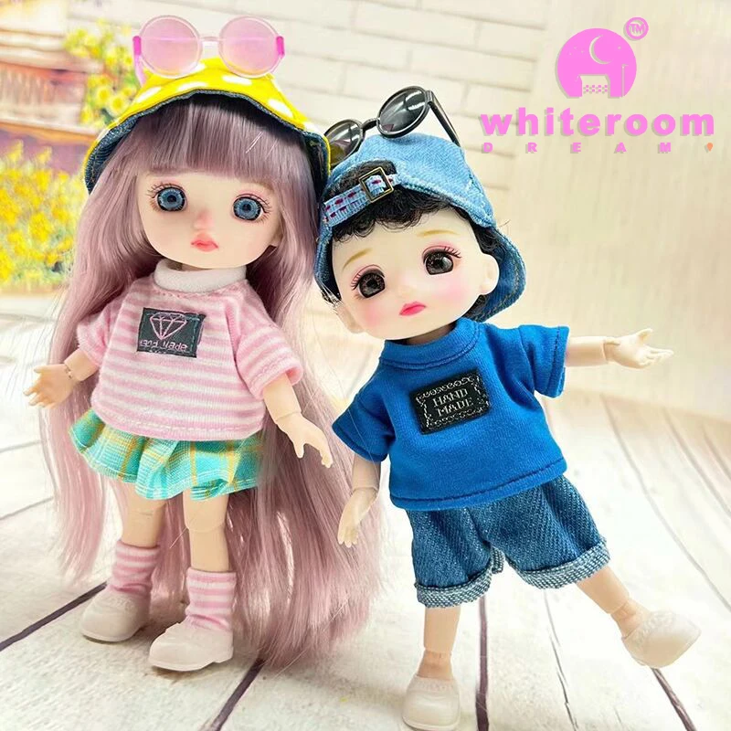 2024 16 cm BJD Mini Doll 13 Movable Joint Girl Baby 3D Big Eyes Beautiful DIY Toy Doll With Clothes Dress Up 1/12 Fashion Dolls