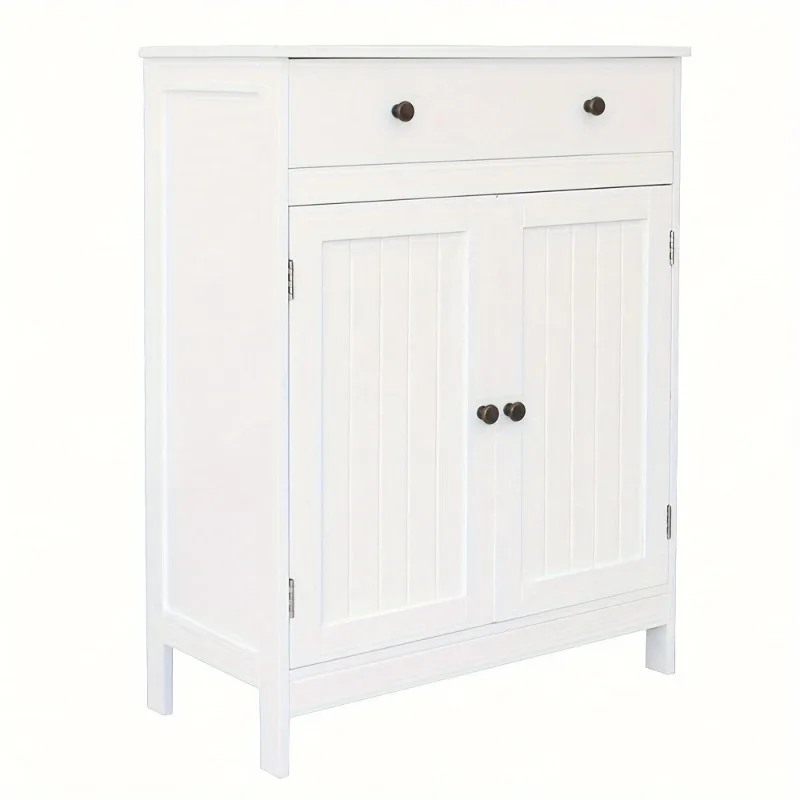 

Contracted Bathroom Cabinet With A Hundred Pages of Double Doors And A Drawer White