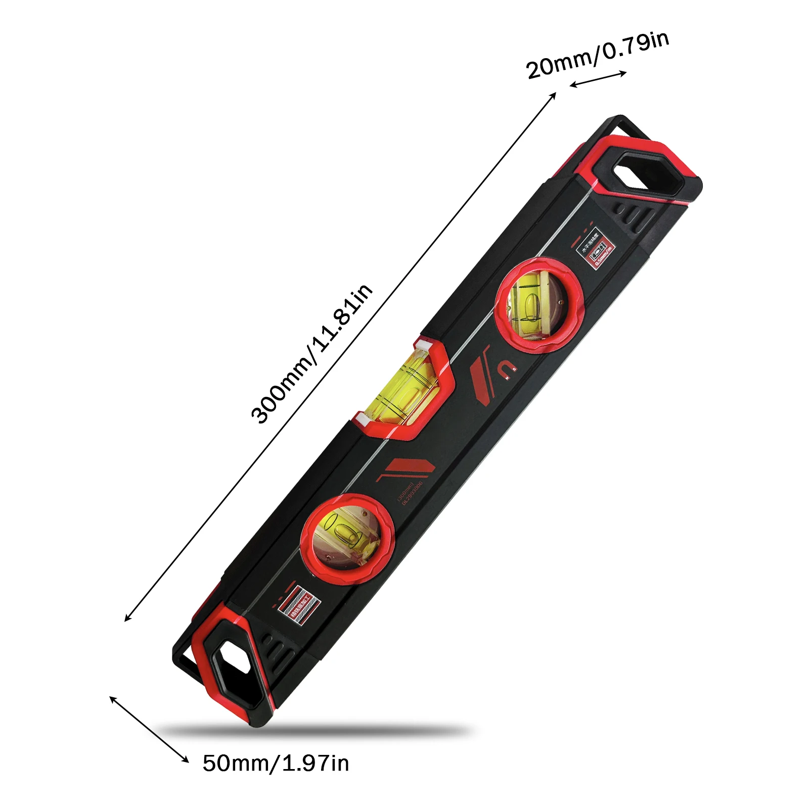 Deli Torpedo Level Magnetic Torpedo Spirit Level Tool with 3 Vials, 45°/90°/180°Degrees, Aluminum Shockproof Bubble Level