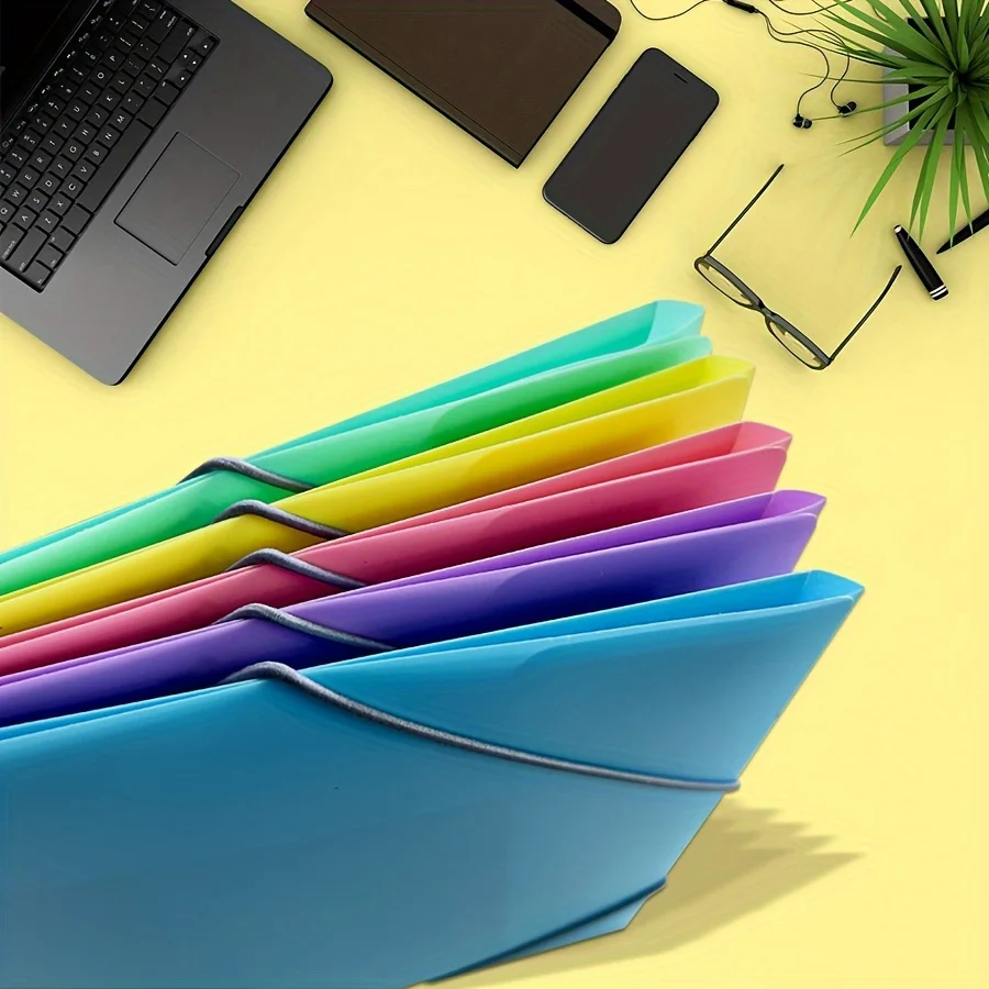 1Pc/5pcs A4 Office Project Binder with Elastic Closure - Large Capacity, Elastic Cord File Bag, Drawstring Document Pouch,