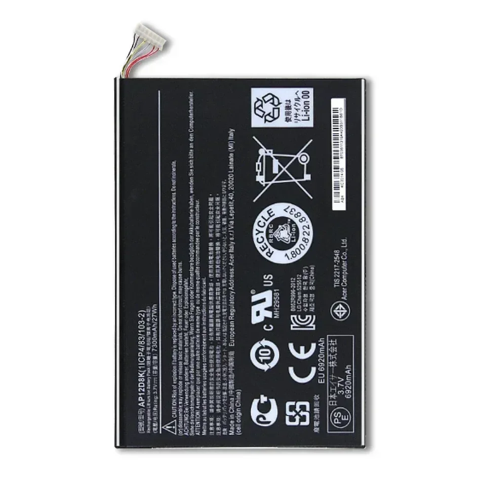 AP12D8K High QualityTablet Battery For ACER Iconia Tab A3-A10 A3-A11 W510 W510P 3.7V 7300MAH 27WH  Replacement Batteries