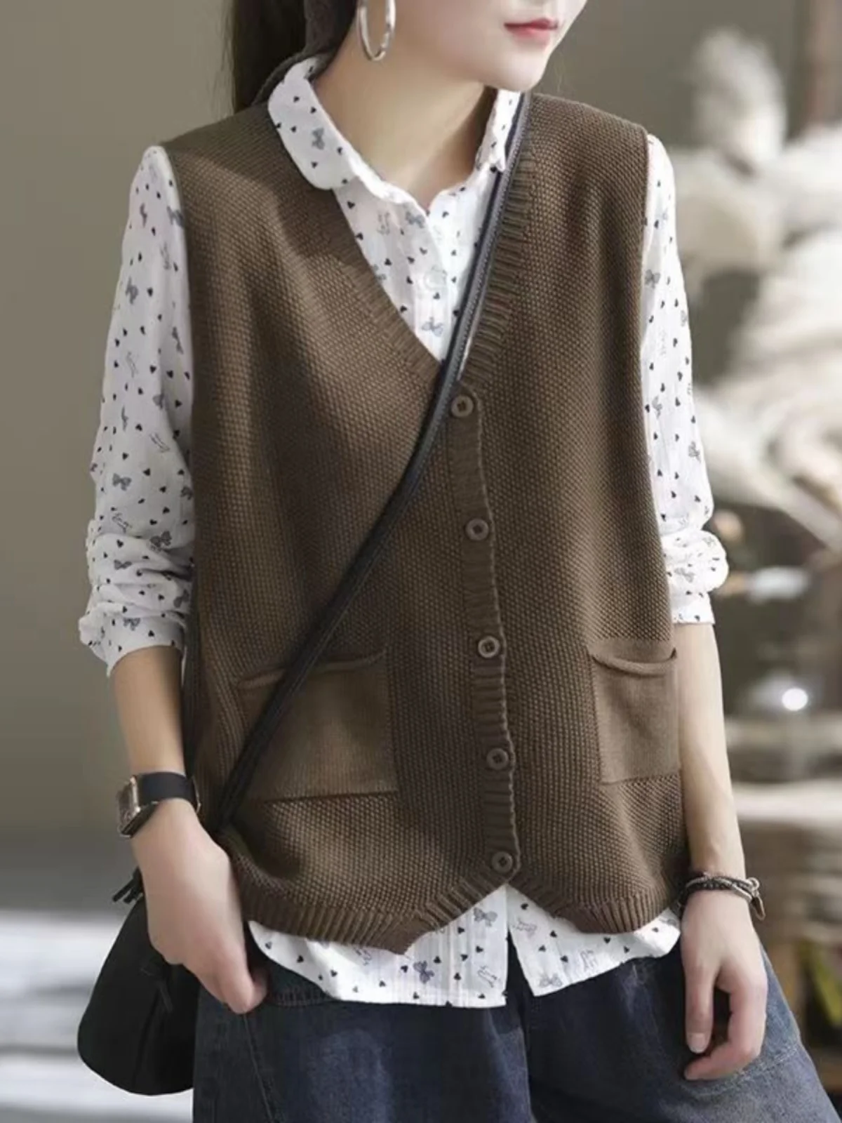 Retro gebreid vest dames losse V-Ne open vest trui top lente zomer nieuwe Sle casual comfortabele bovenkleding