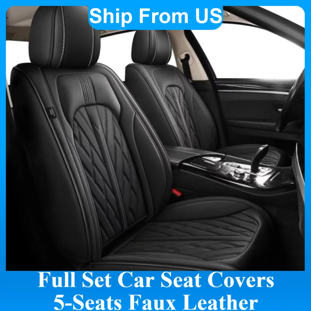 

5-Seats Full Set Seat Covers For Hyundai Tucson For Jeep Wrangler Faux Leather Breathable Waterproof Auto Seat Cushion