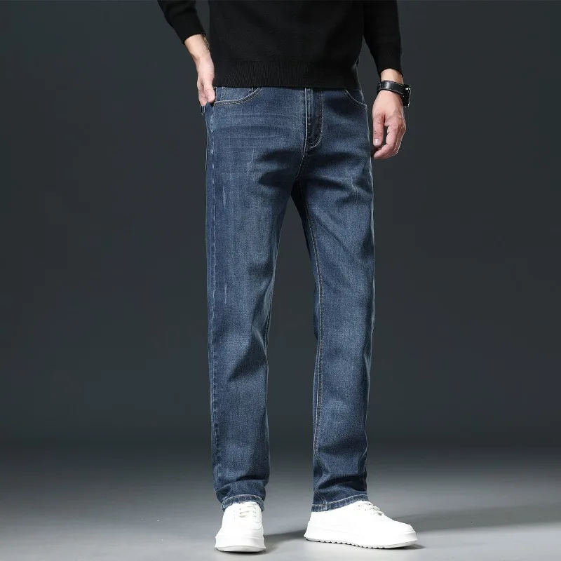 جينز رجالي 2026 ربيع جديد فضفاض كلاسيكي مستقيم السراويل عادية مريحة الأعمال العلامة التجارية خمر سراويل جينز #5