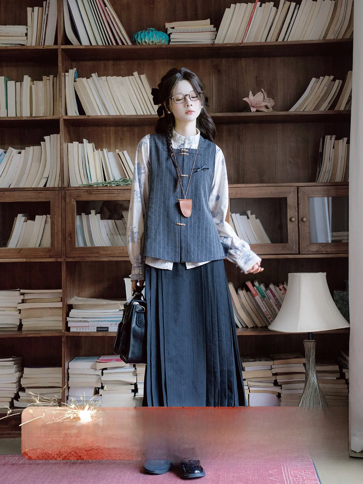 

Улучшенный комплект Ханьфу в стиле династии Мин: блузка и юбка-халат для женщин, для рабочих дней, осенне-зимний сезонный традиционный наряд.