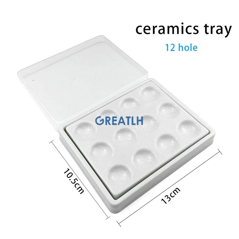 1pcs Dental Lab Mixing Watering Moisturizing Plate Ceramic Palette with Transparent Cover 12/24/36 Slot Dental Supplies