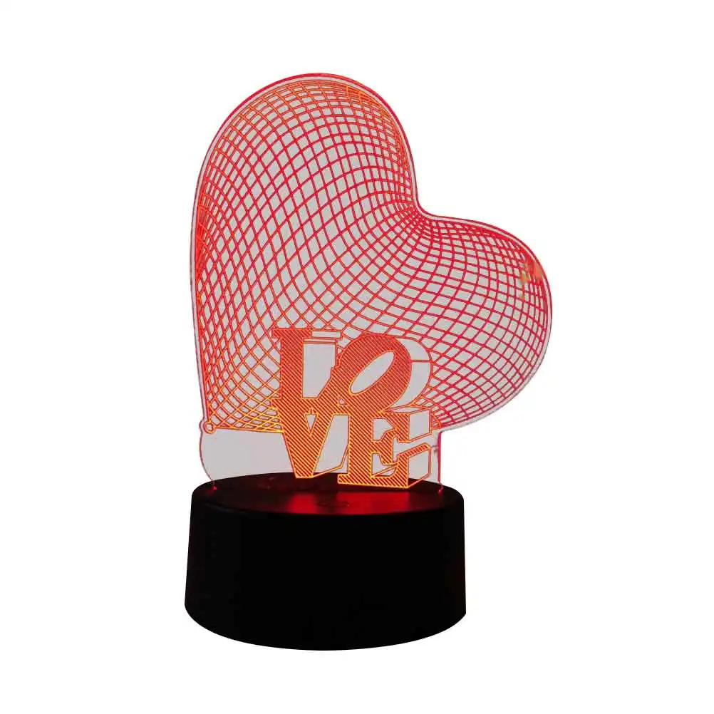 

3D Heart Light LED Lamp for Kids Adults Bedroom Table Decor 7 Night Lights For Adults Colors USB Powered ABS Material
