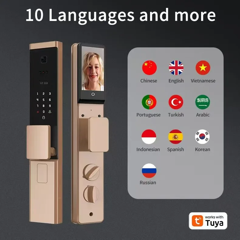 Customized Smart Lock Graffiti APP Multilingual Fingerprint Facial Recognition Smart Door Lock Password Lock