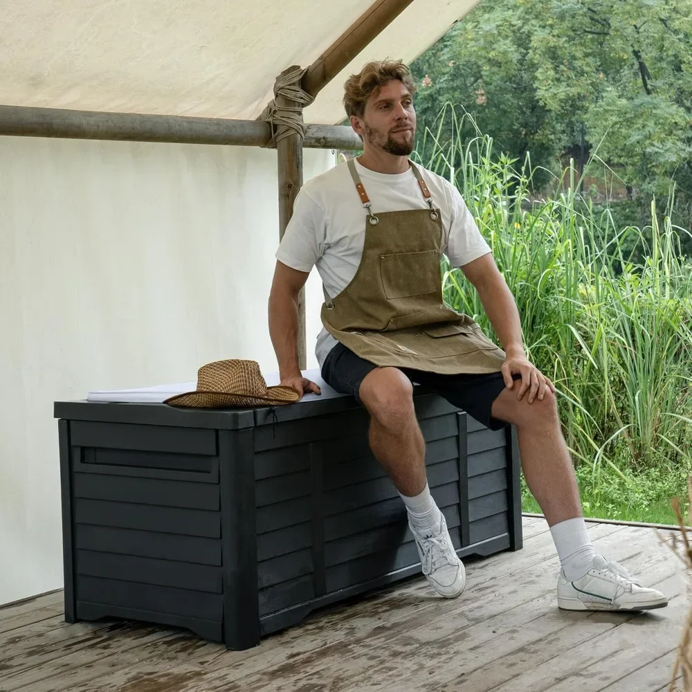 ​​"120 Gallon Outdoor Storage Deck Box - Waterproof Lockable Bench w/ Cushion, Patio & Garden Storage Solution"​