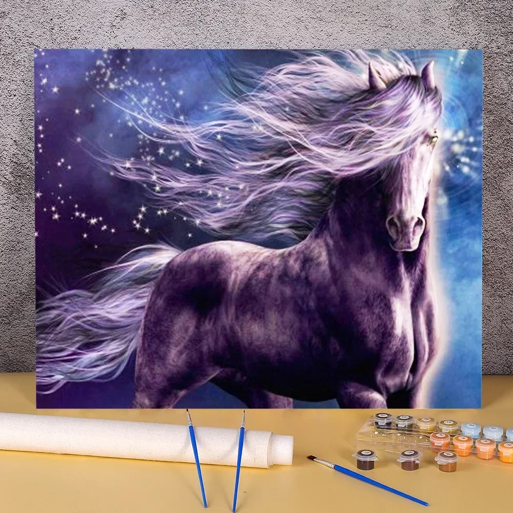 131184 Animal Horse DIY Painting By Numbers Complete Kit Acrylic Paints 50*70 Picture By Numbers Photo Handmade