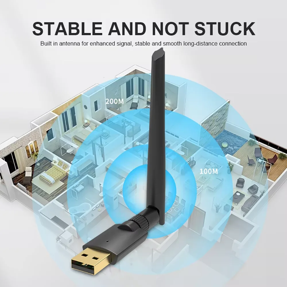 USB Bluetooth 5,1 адаптер адаптера дальнего действия 200 м для ПК, ноутбука, беспроводной динамик, аудиоприемник, передатчик