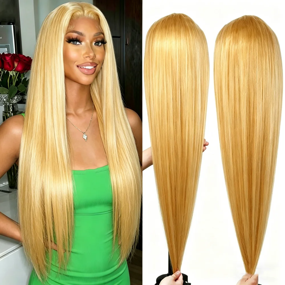 

250 Density Balayage 27 Honey Blonde 13x6 Lace Front Wigs Human Hair Pre Plucked Hairline Bone Straight 13x4 Lace Frontal Wigs