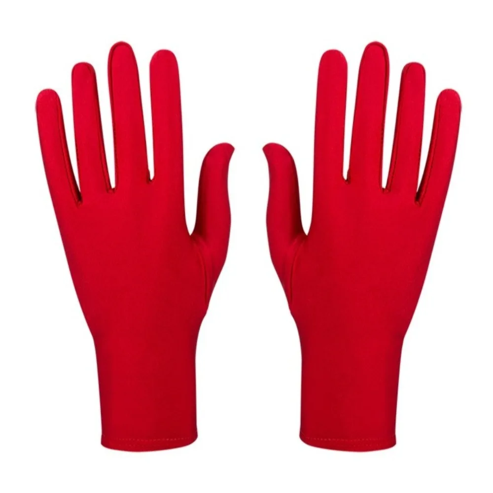 New Party Dress Performance Gloves Solid Color Full Fingers Sunscreen Gloves Spandex Spandex Gloves Gift