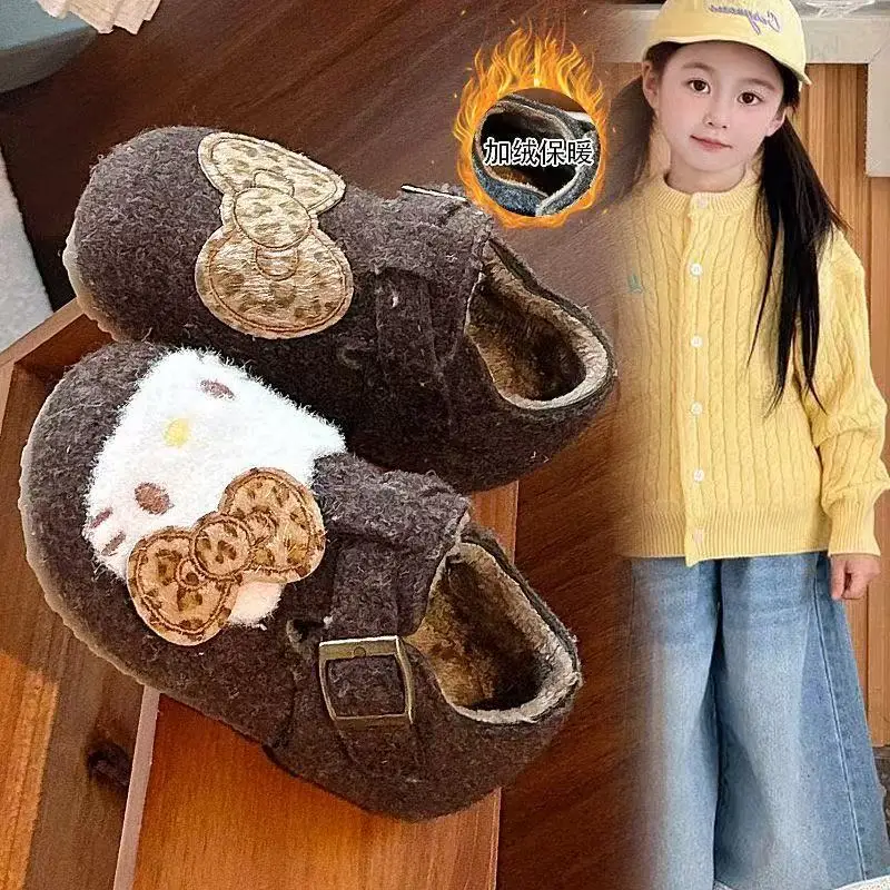 

р ‌ Eal pictures, новинка 202, осенне-зимняя теплая хлопковая обувь на плоской подошве с милым бантом для девочек и детей, теплая хлопковая обувь на плоской подошве