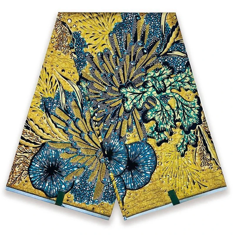 أحدث نسيج الشمع الذهبي الكبير الأفريقي 100% قطن حقيقي أنقرة شمع ناعم Pagne جودة عالية قماش الباتيك الهولندي المطبوع Tissus