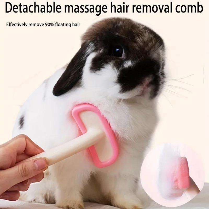 Peine desprendible para masaje y eliminación de pelo de conejos, chinchillas, gatos y marmotas, 1 unidad, cepillo para mascotas, suministros de aseo.
