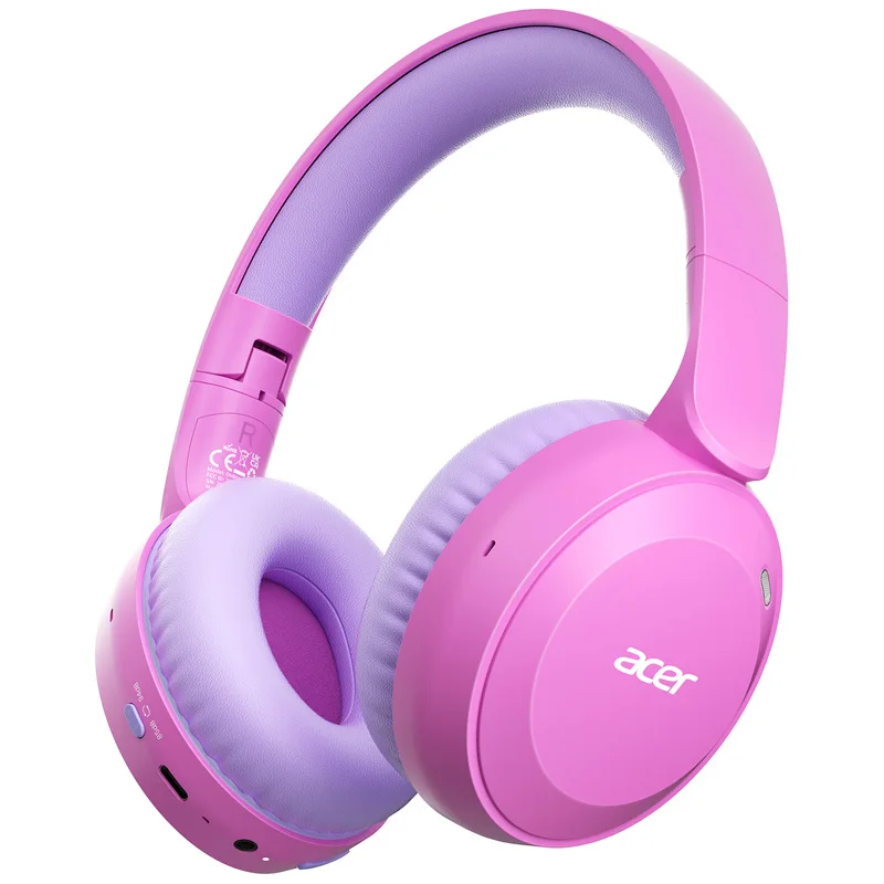 Acer OHR668 Kids Bluetooth 6.0 Headphones 85/94dB Volume Limiter Foldable Wireless Over-Ear Headphones 60H Playtime Built-in Mic