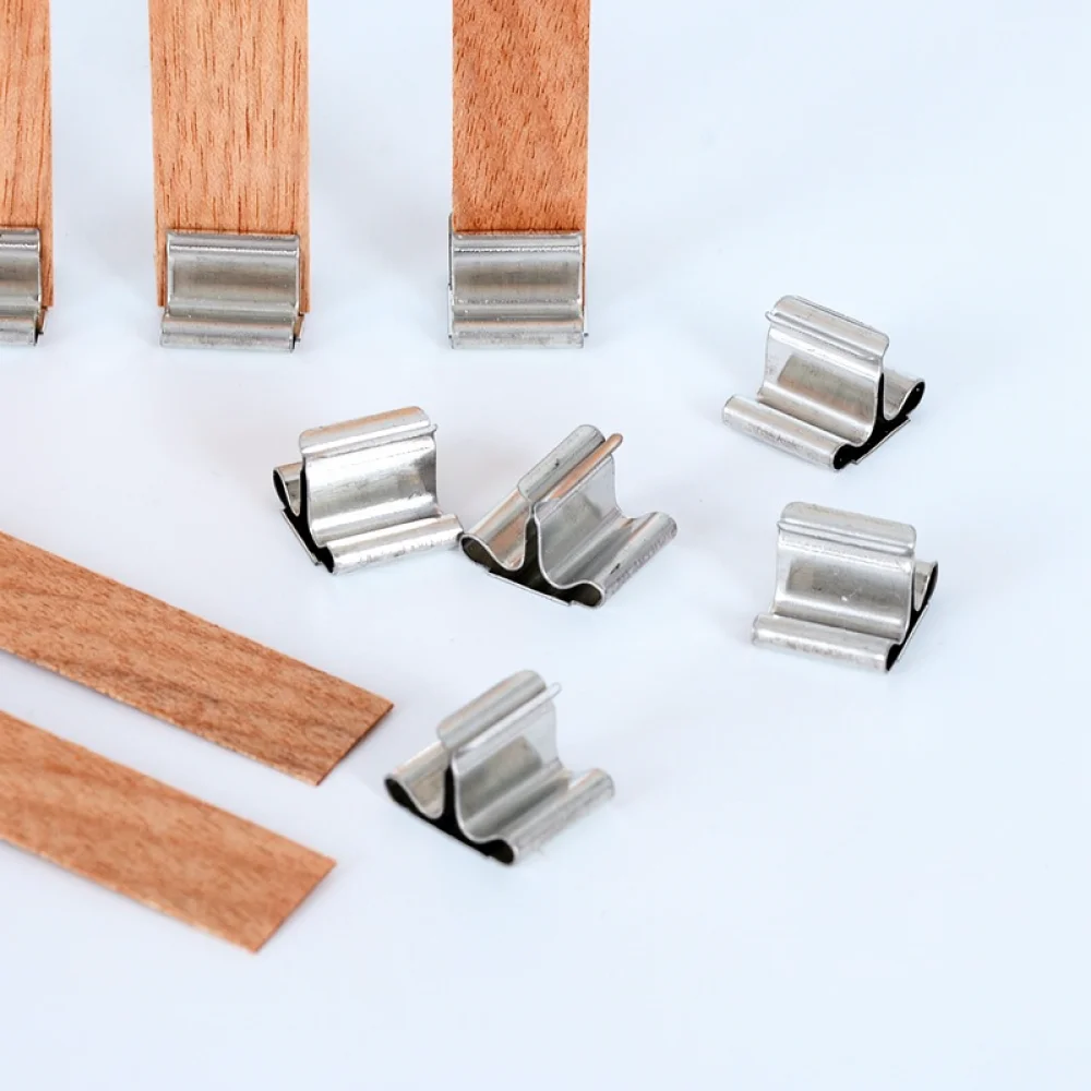 Wooden Wicks With Iron Bases For DIY Scented Candle Crafting Stable Burning Accessory Handmade Wax Making Tools