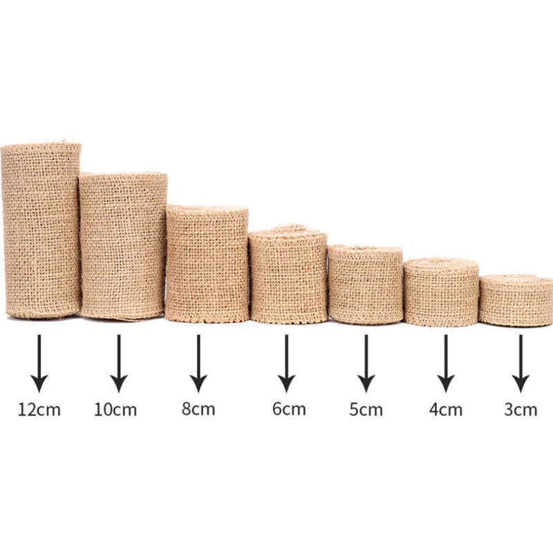 5M 6mm-50mm Natural Jute Ribbon Bow Crafts DIY Vintage Jute Burlap Fabric Gift Wrap Sewing Party Wedding  Christmas Decortion