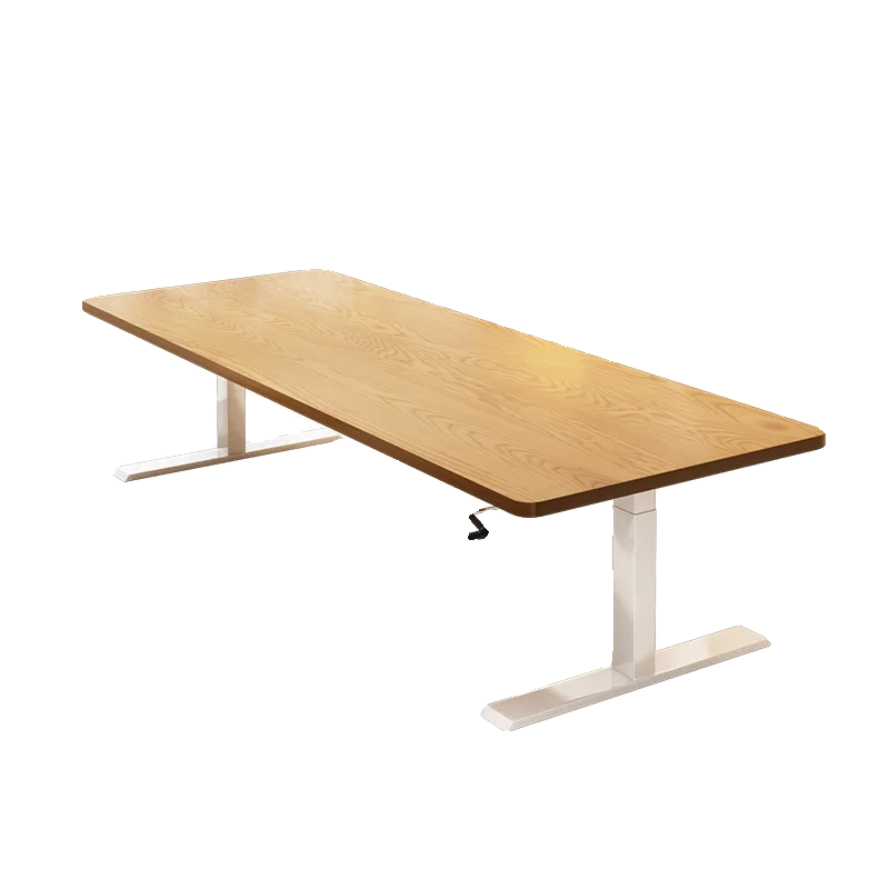 

Living room solid wood lifting study table integrated hand-cranked to living room large long desk manual lifting