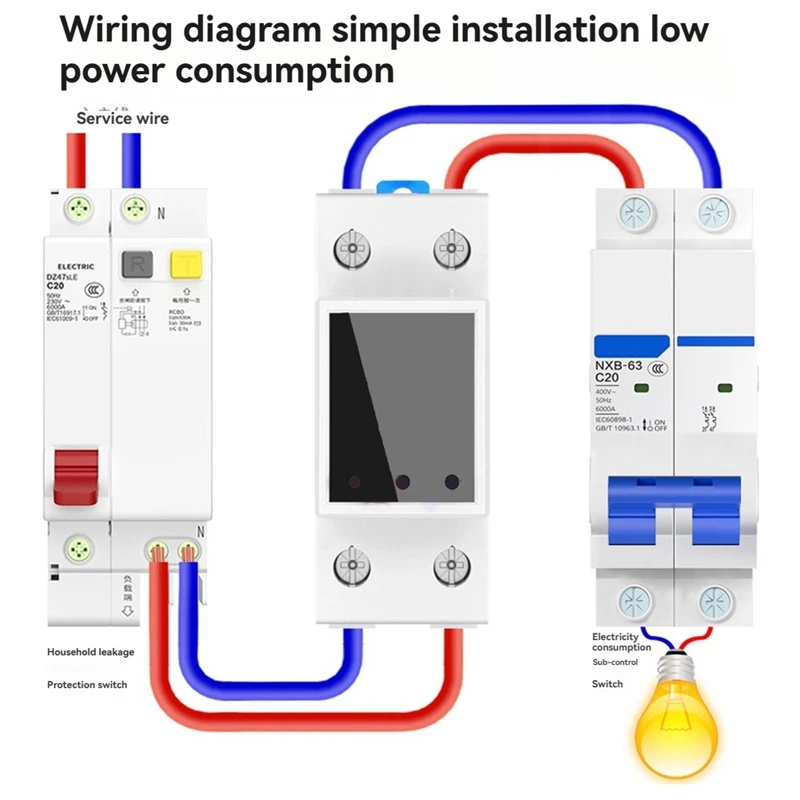 GR2P 100A Smart Electricity Meter Tuya Wifi Din Rail Power Energy Meter Digital Display Monitor Voltage Curve Ammeter