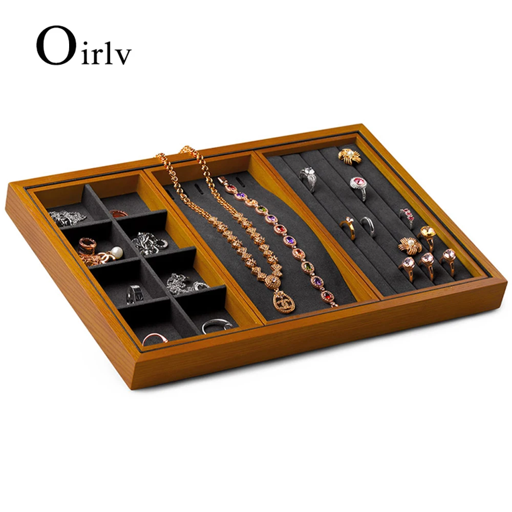 Oirlv Multifunctional Jewelry Display Tray Solid Wood Ring Necklace Bracelet Storage Tray Retro Jewelry Shop Pallet Props