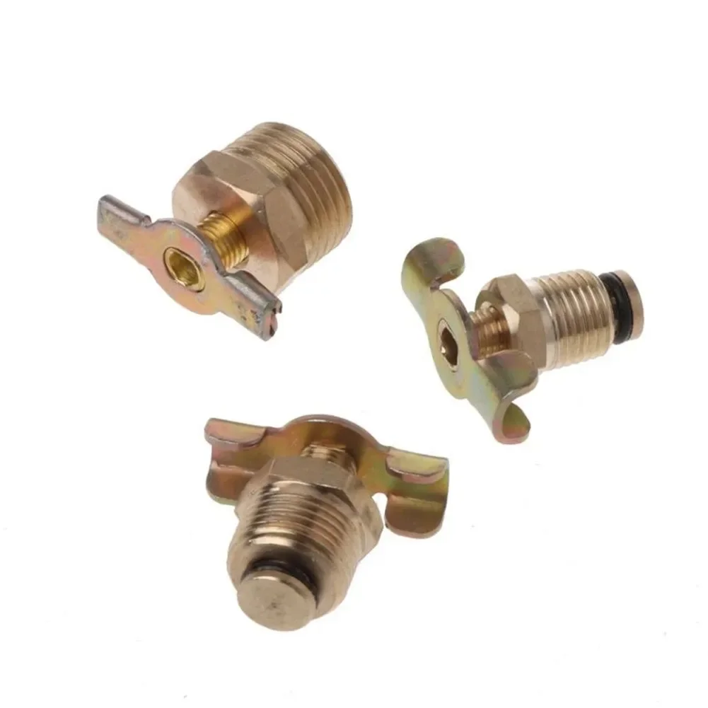 1ชิ้น1/4 NPT 3/8 "1/2" ทองเหลืองแข็งอุปกรณ์พอร์ตถังอากาศวาล์วระบายน้ำสำหรับคอมเพรสเซอร์ลูกสูบและระบายน้ำ