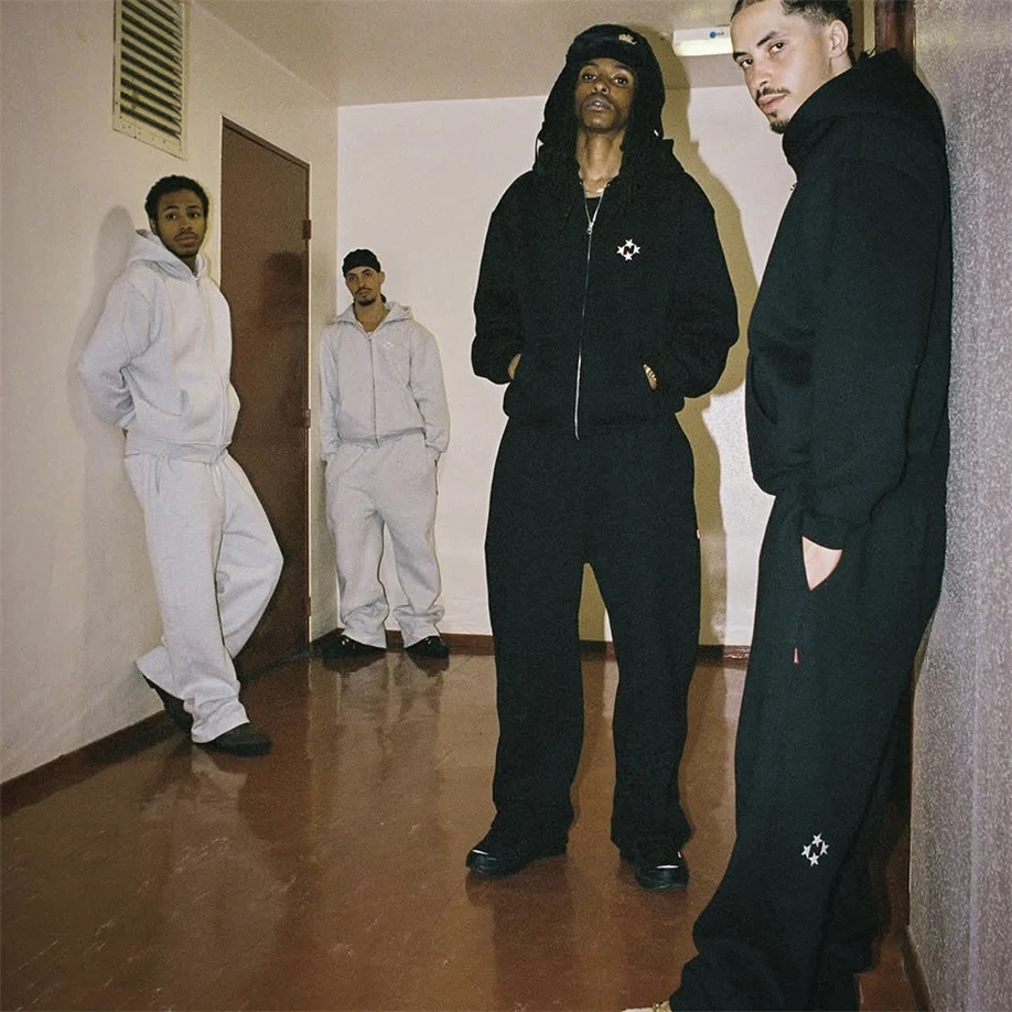 

Faionable Letter Print Hoodie And Pants Set ex Autumn Winter Casual Outfit Long Sve Zipper Closure Comfortable Fit