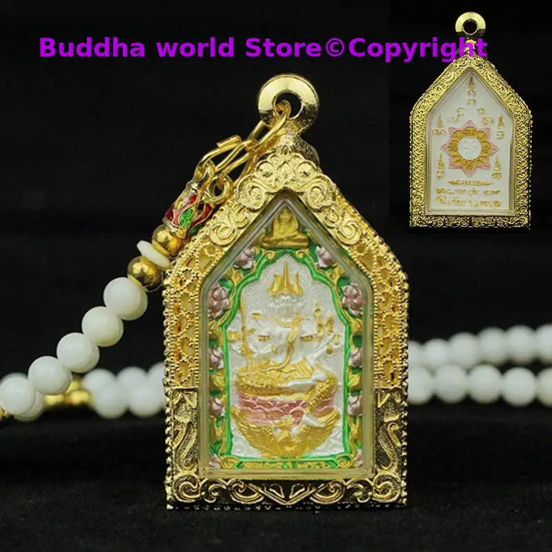 GOOD Asia Thailand temple God of wealth four-faced Buddha figure Pendant Effective Amulet Bring good luck Recruit wealth