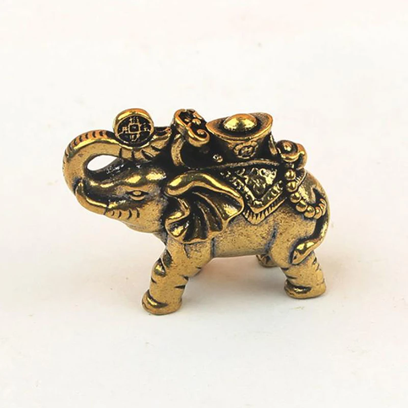 1pc Miniature Brass Elephant Metal Figurines Auspicious Elephant Living Room Desk Decoration Mini Elephant Figurines Accessoires