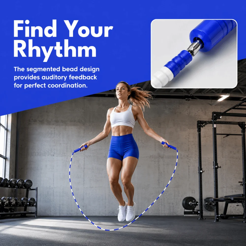 Durable Adjustable Length Adjustable Jump Rope PVC Lightweight Skipping Rope Compact Design Beaded Jump Rope For Workout