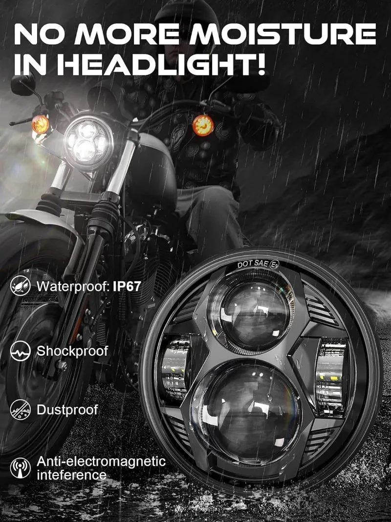 

5.75Inch LED Headlight Motorcycle Hi/Lo Beam LED Headlights Sportster XL 883C 1200C FXD Headlamp FX