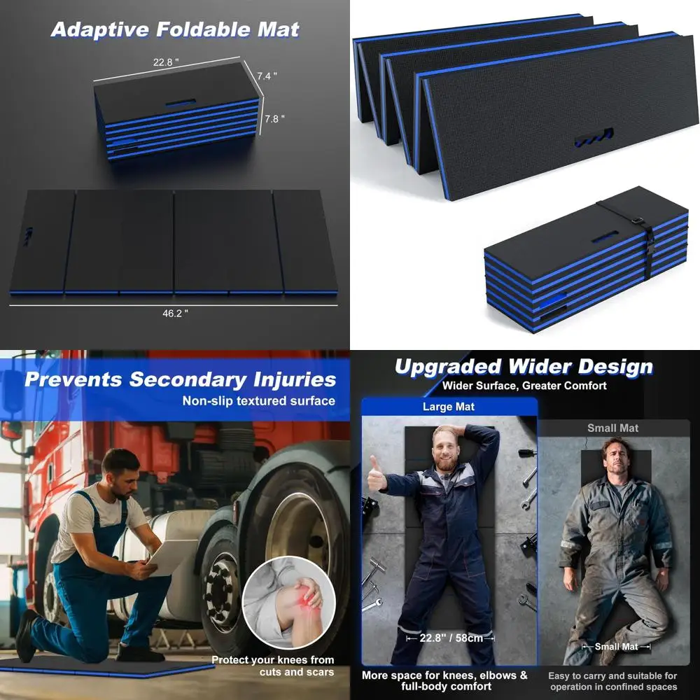 

22.8 Wide Foldable EVA Mat with Magnetic Tools, Waterproof Kneeling Pad for Mechanics, Workshop, Repairs, Gardening