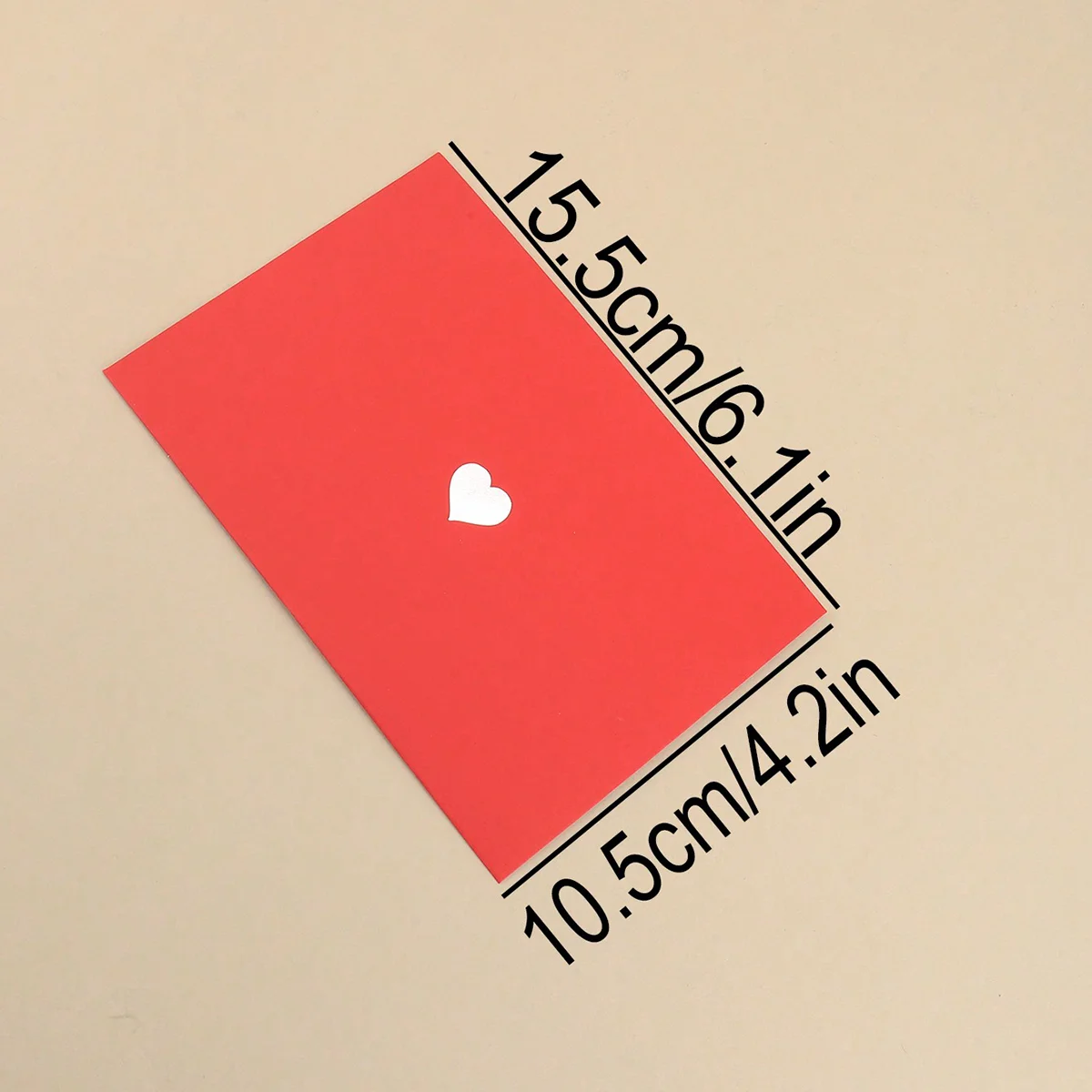4pcs/set Red Cover Envelopes for Holiday Greetings and Party Invitations (with Heart Pattern on the Back) Holiday Decoration