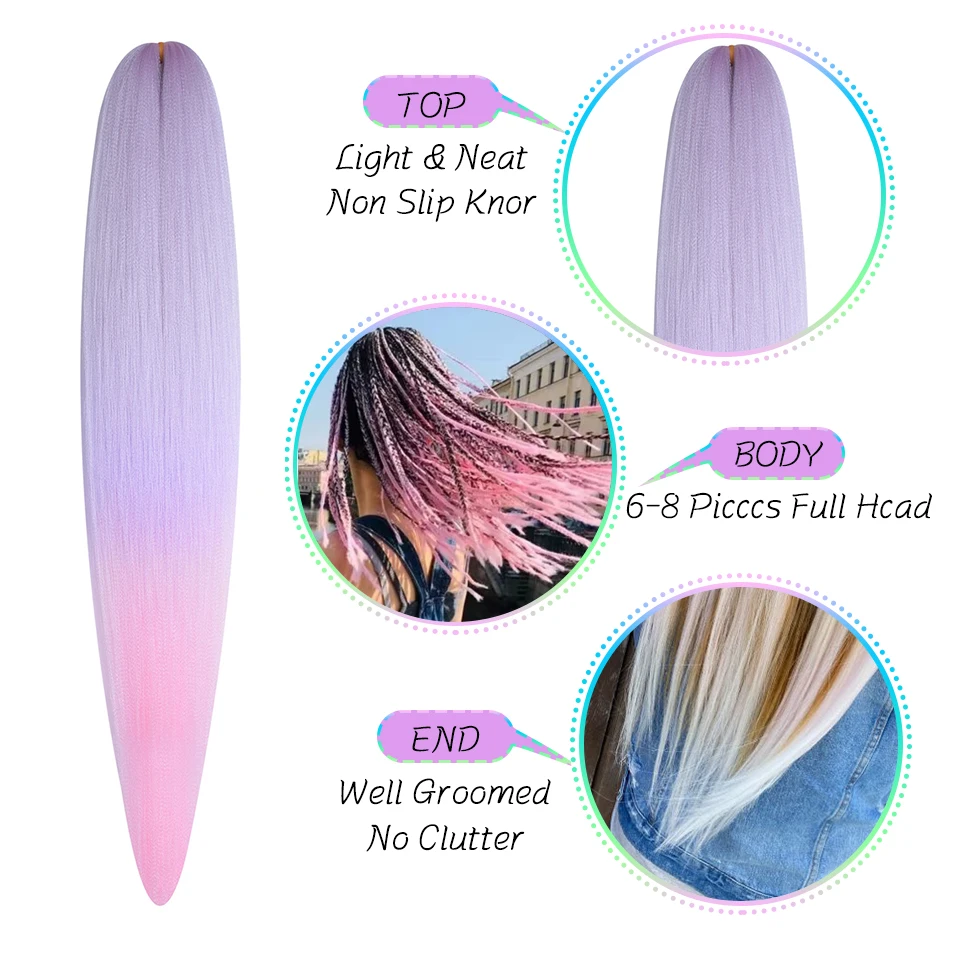 Miss Rola Synthetic Ombre Pre Stretched Kanekalon Hair Jumbo Braid Yaki Straight Hair Extension Twist Braid Bulk Wholesale