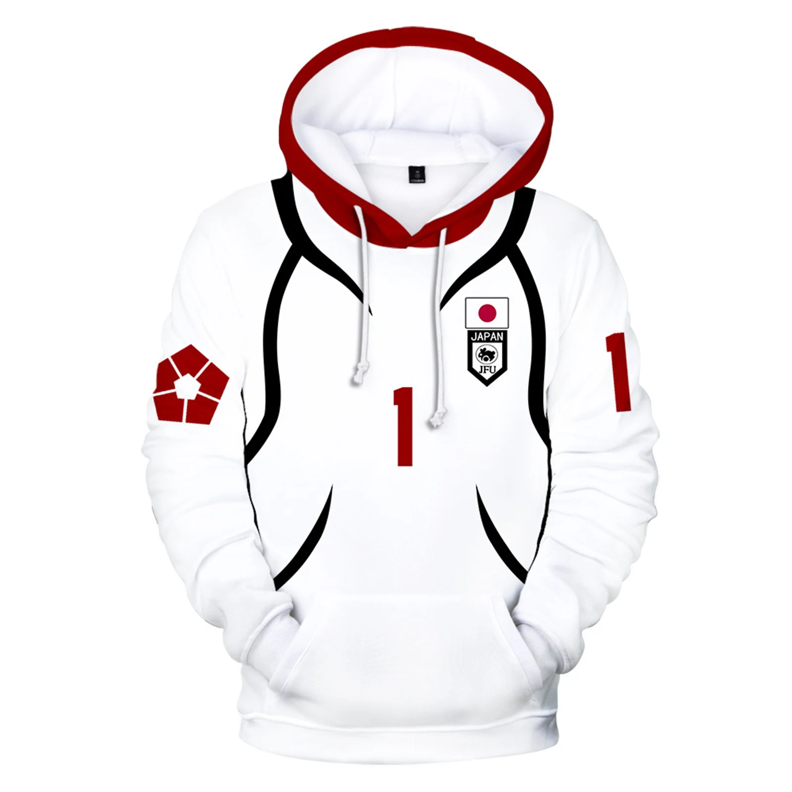 

2025 New Isagi Yoichi White Hoodie Casual Pullover Hooded Sweatshirt Unisex Clothing Anime Lock Printed Team Uniform