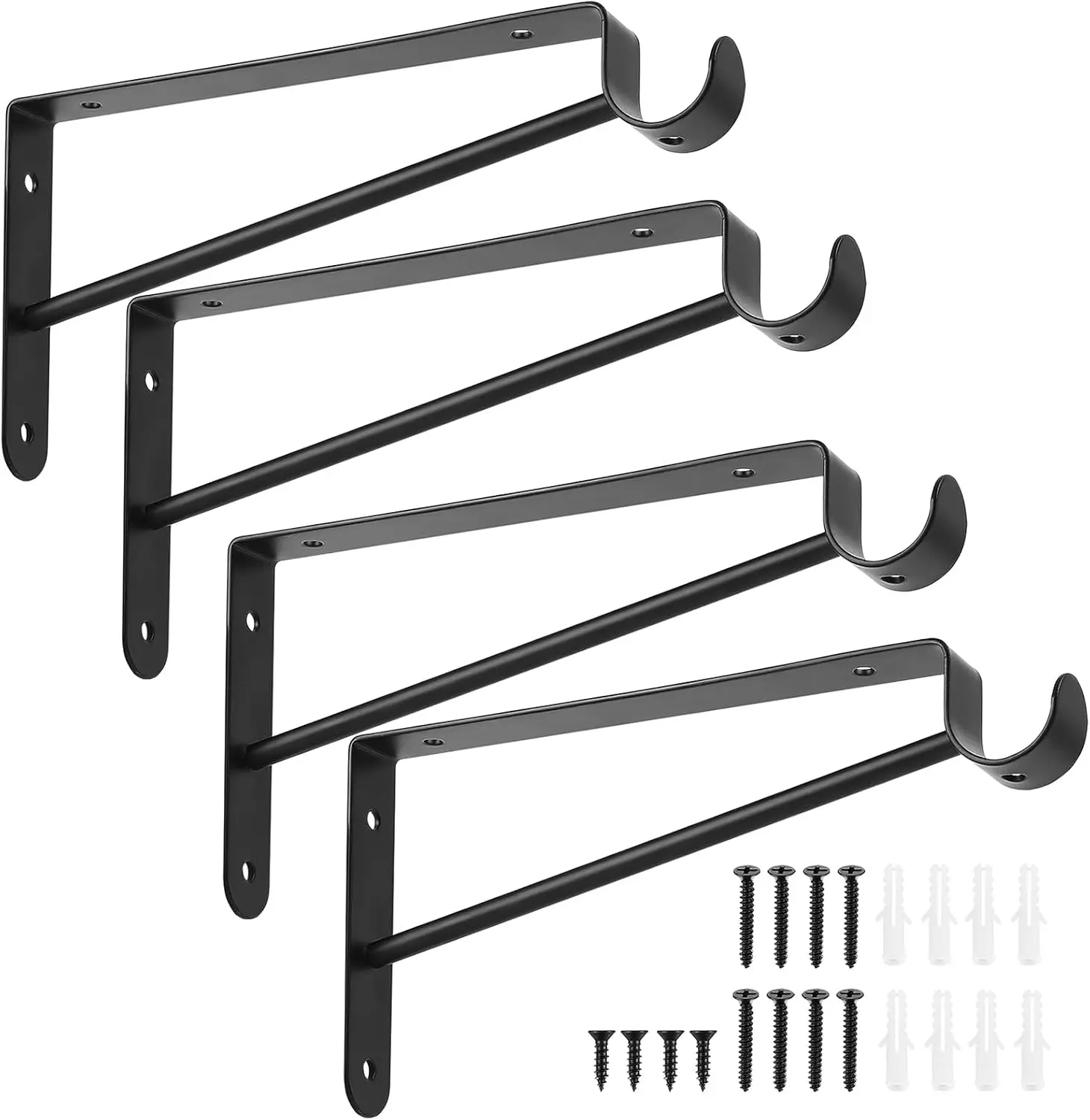 

Комплект из 4 прочных настенных кронштейнов для полок и штанг, черные, с винтами, надежная опора для шкафа