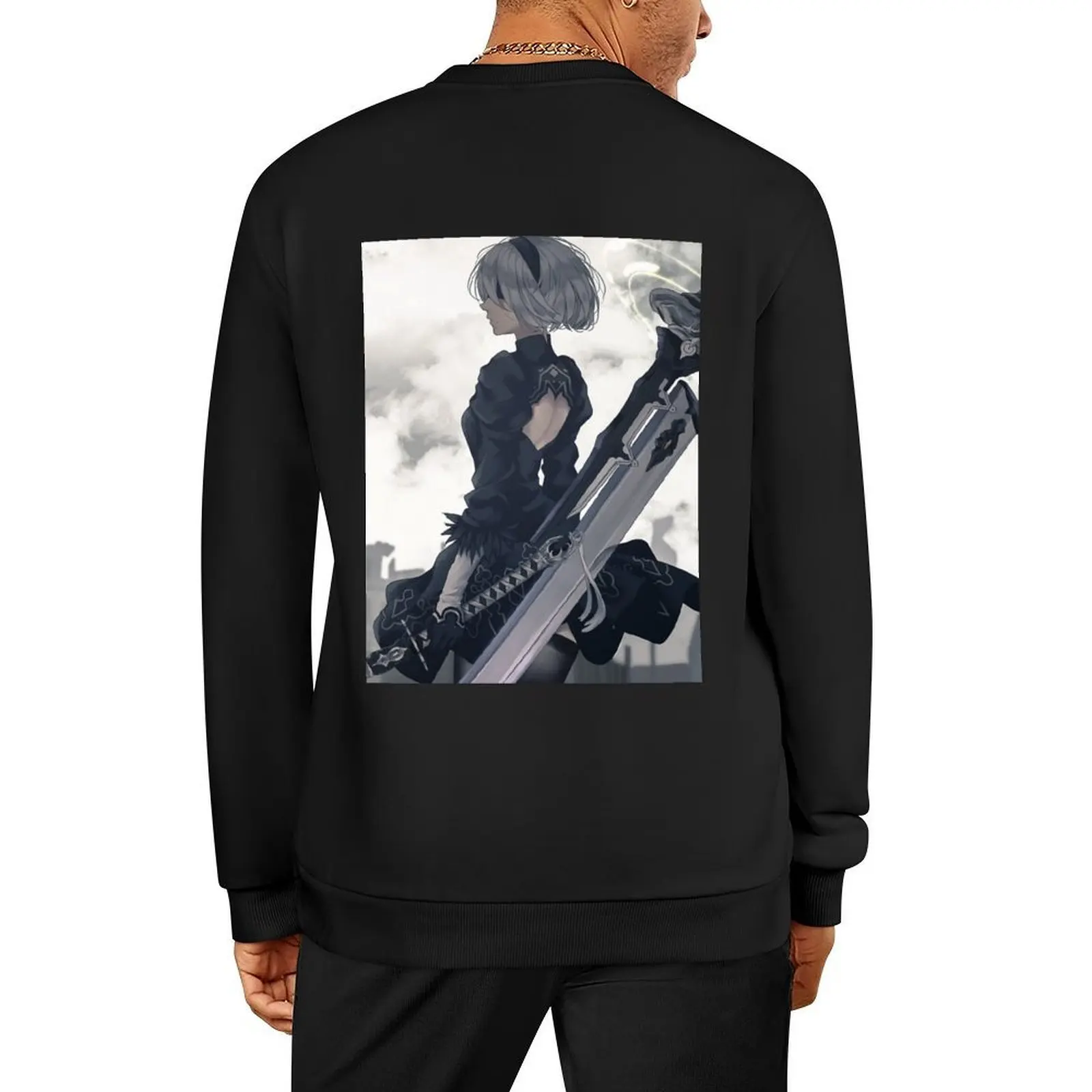 

Nier Automata 2B Pullover mens designer clothes mens clothing men's winter sweater aesthetic clothing oversize sweatshirts