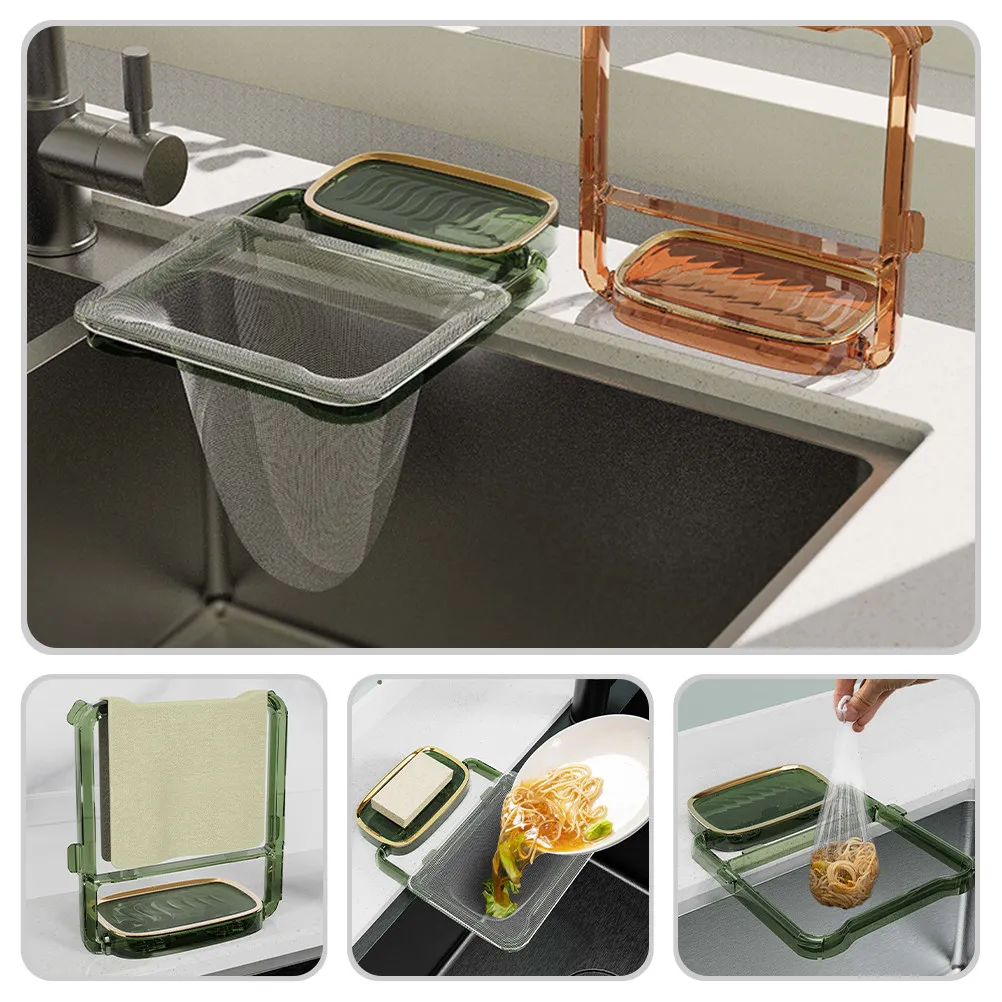 

1Set Premium Sturdy Kitchen Sink Strainer Rack with Filter Mesh Bag Food Hair Tea Leaves Catcher No Drill Installation Space