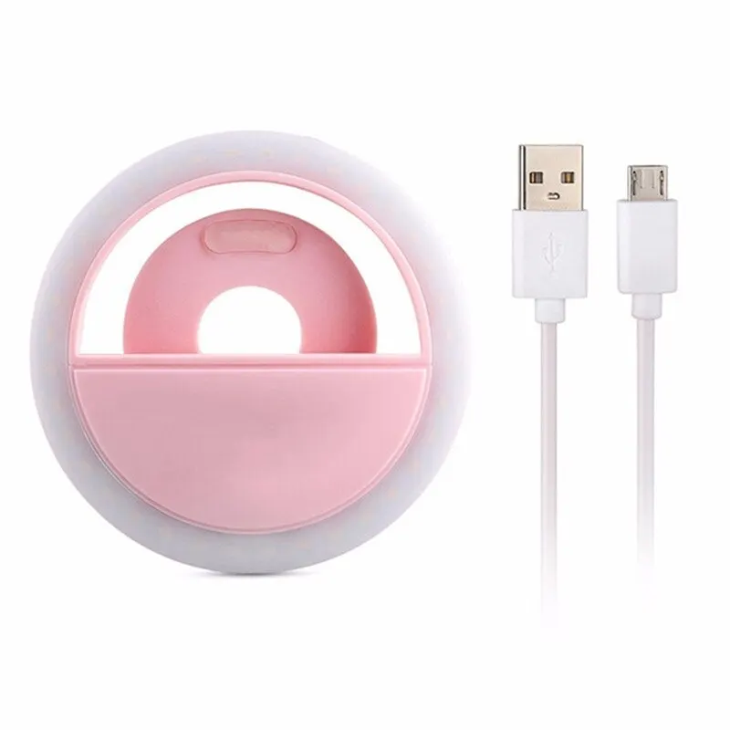 USB Charge Led Selfie Ring Light obiettivo del telefono cellulare LED Selfie Lamp Ring per iPhone per Samsung Xiaomi Phone Selfie Light